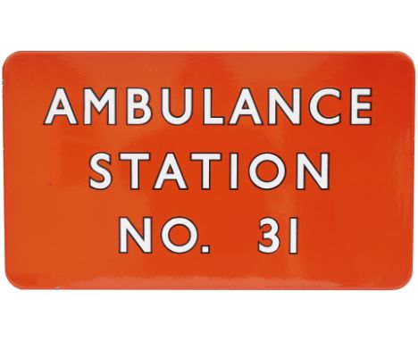 BR(NE) FF BEL enamel railway sign AMBULANCE STATION No 31. In excellent condition with a few minor edge chips. Measures 24in 