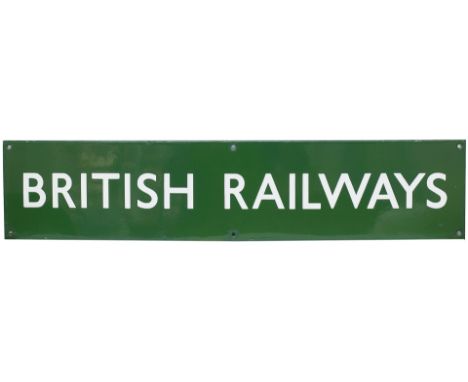 BR(S) Double Royal enamel poster board heading BRITISH RAILWAYS. In excellent condition with some minor edge restoration meas