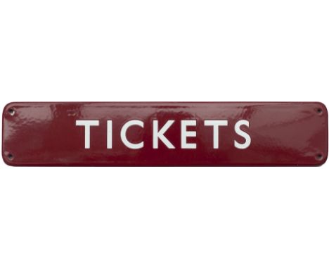 BR(M) FF enamel doorplate TICKETS. In excellent condition with a couple of minor face chips. Measures 18in x 3.5in.