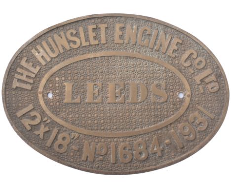 Worksplate THE HUNSLET ENGINE CO LEEDS No 1684 1931 ex Standard Gauge 0-4-0 T supplied new to Hall &amp; Co Coulsdon Quarry R