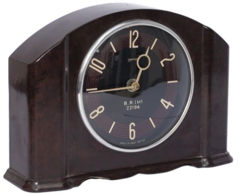 British Railways Midland Region 4in dial mantle clock by Smiths Of England. The original dial is lettered BR(M) 22194 and hou