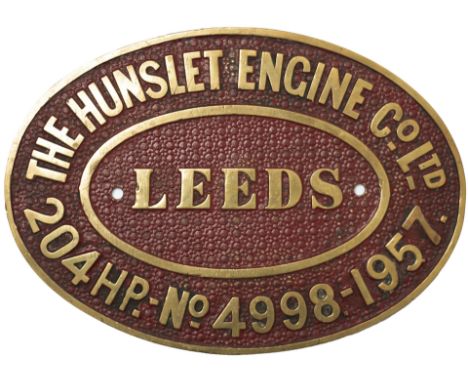Worksplate THE HUNSLET ENGINE CO LTD LEEDS 204 HP No 4998 1957 ex British Railways Class 05 0-6-0 Diesel Shunter numbered D25