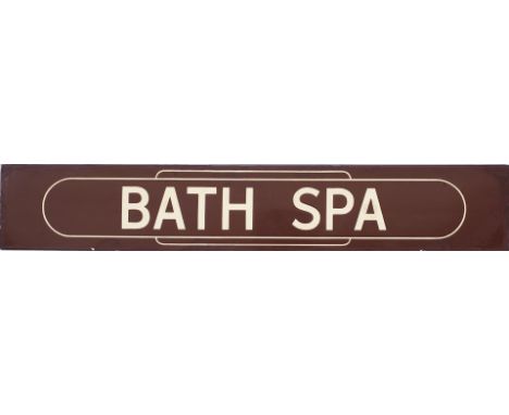 BR(W) enamel lamp tablet BATH SPA from the former Great Western railway station between Bristol and Chippenham. In very good 