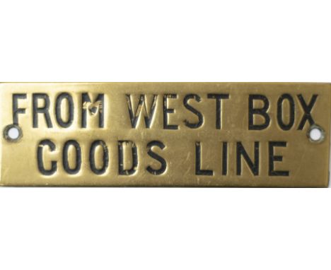 GWR hand engraved brass shelf plate FROM WEST BOX GOODS LINE. In very good condition with original black wax infill ex Truro.