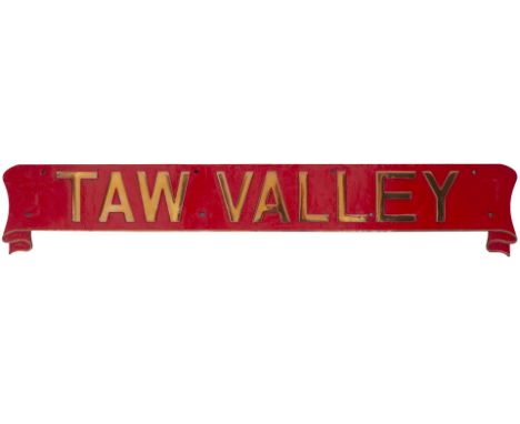 Nameplate TAW VALLEY ex Bullied West Country Light Pacific 4-6-2 built at Brighton in 1946 and numbered 21C127, renumbered in