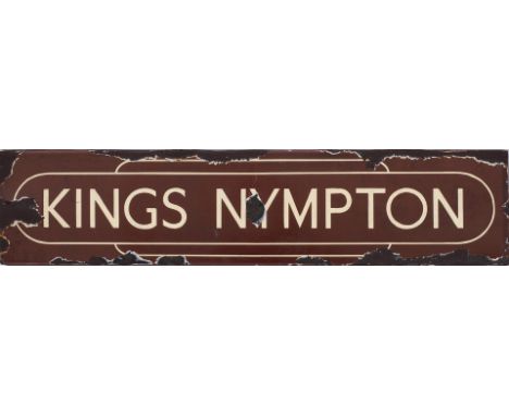 BR(W) enamel lamp tablet KINGS NYMPTON from the former London &amp; South Western railway station between Eggesford and Ports