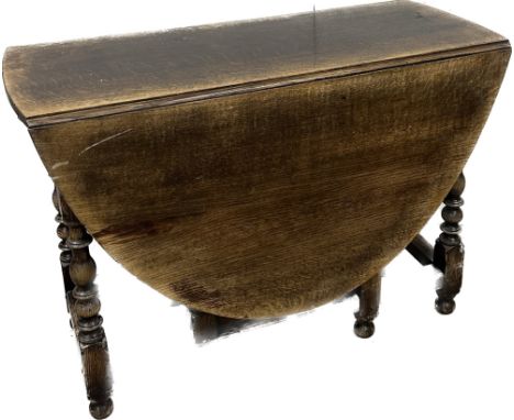 Antique jointed one drawer gate leg table measures approximately 29 inches tall x 42 wide x 18 deep 
