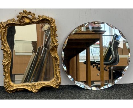 2 Vintage mirrors includes chalk framed and frameless largest measures approximately 22 inches by 15 inches 