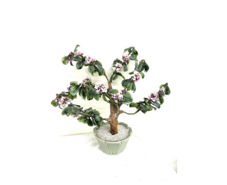 Large vintage Chinese natural stone blossom tree measures approximately 15 inches tall 