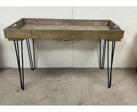 Vintage apple drying table measures approximately 34 inches tall x 51 wide and 24 deep 