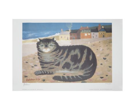 § MARY FEDDEN O.B.E., R.A., R.W.A. (BRITISH 1915-2012) CAT ON A CORNISH BEACH - 1991 Lithograph, 402/500, signed and numbered