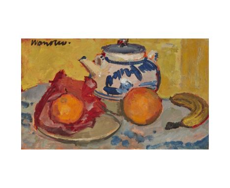 § ALBERTO MORROCCO R.S.A., R.S.W., R.P., R.G.I., L.L.D. (SCOTTISH 1917-1999) THE CHINESE TEAPOT Signed upper left, oil on can