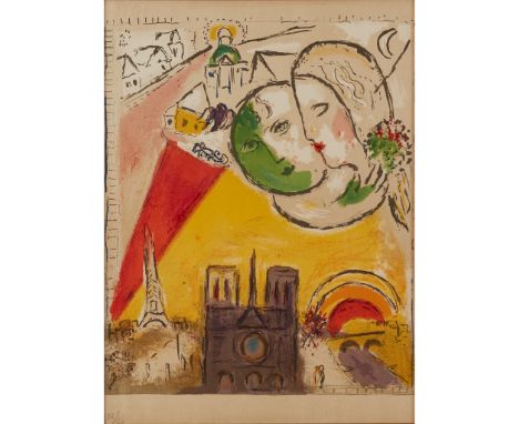 § MARC CHAGALL (RUSSIAN/FRENCH 1887-1985) LE DIMANCHE (FROM DERRIERE LE MIROIR) - 1954 Lithograph, ed. 2500, bears pencil num