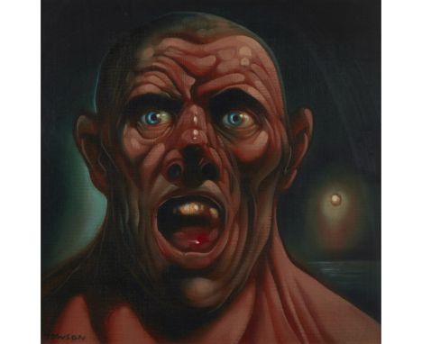 § PETER HOWSON O.B.E. (SCOTTISH 1958-) SHOUT - NIGHT SKY Signed and dated lower left, oil on canvas(40cm x 40cm (16in x 16in)