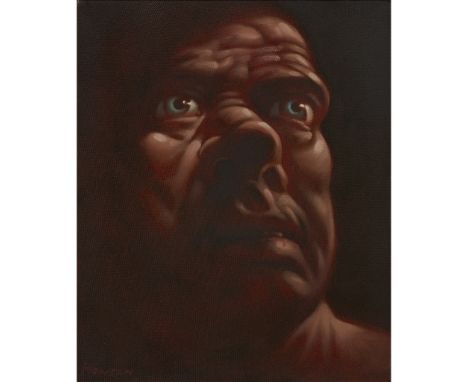 § PETER HOWSON O.B.E. (SCOTTISH 1958-) UNTITLED Signed lower left, oil on canvas(30cm x 26cm (11.75in x 10.25in))