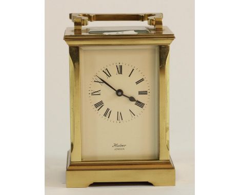 An Anglaise grande brass carriage clock with an 8 day movement - H:12cm. 