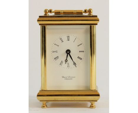 A David Peterson brass cased 8 day carriage clock, by English makers, movement stamped D.P.England, 11 jewels - H:12cm. 