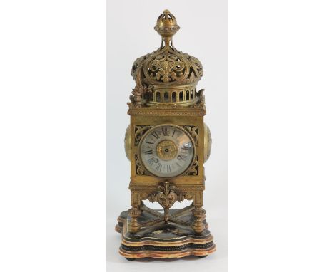 A French Ormolu mantle clock, 19th Century, in Sevres manner, ornate case with finely cast detailed mouldings and cornice, th