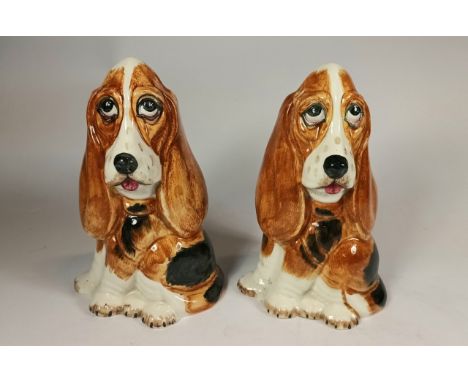 A pair of glazed ceramic basset hound dog models, by Price, England, 30cm 