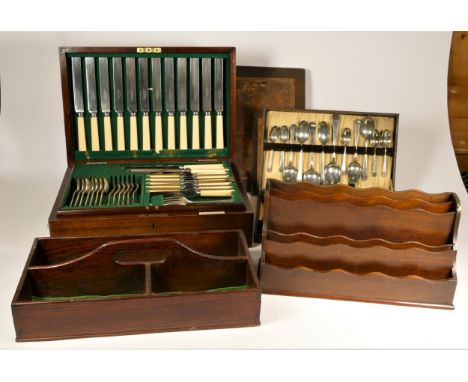 An early 20th Century twelve person canteen of cutlery by Elkington & Co Ltd, presented in a two tier mahogany case, together