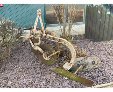 A Ferguson tractor plough, single cutter, dual share, single gauge wheel, 170cm
