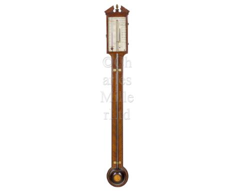 A DOMESTIC BAROMETER BY CHARLES CIVITTY, LONDON, CIRCA 1815 silvered scale with alcohol thermometer signed and inscribed ‘Cha