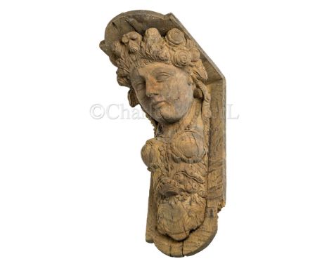 A DUTCH 19TH CENTURY RUDDER HEAD CARVING DEPICTING FLORAbelieved to be from an early 19th century Dutch inland freight ship, 