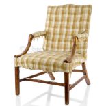 AN 18TH CENTURY GAINSBOROUGH ARMCHAIR BELIEVED TO HAVE BEEN THE PROPERTY OF JONAS HANWAY, FOUNDER
