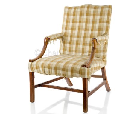 AN 18TH CENTURY GAINSBOROUGH ARMCHAIR BELIEVED TO HAVE BEEN THE PROPERTY OF JONAS HANWAY, FOUNDER OF THE MARINE SOCIETY, 1779