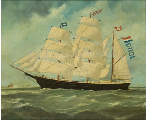 HENRY LOOS (BELGIAN, ACT. 1870-1894) Trading barque ‘Magdalene’ Oil on canvas 19 x 23½in. (48 x 60cm.)Condition report: Could