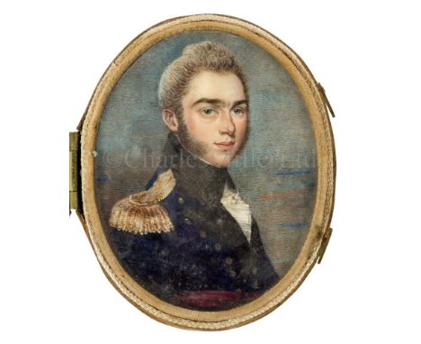 Ø A GROUP OF PORTRAITS FROM THE ROTHERAM FAMILY comprising a portrait miniature of a naval officer, watercolour on ivory, cas