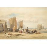 ATTRIB. TO THOMAS MILES RICHARDSON JR (BRITISH, 1813-1890) : Sorting fish, Northumberland