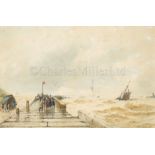 THOMAS BUSH HARDY (BRITISH, 1842-1897) : Mouth of Boulogne Harbour