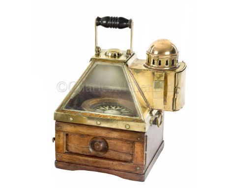 A PATTERN 20 BOAT COMPASS BY E. DENT, CIRCA 1900 the 4in. compass card contained within liquid-filled, gimbal-mounted brass b
