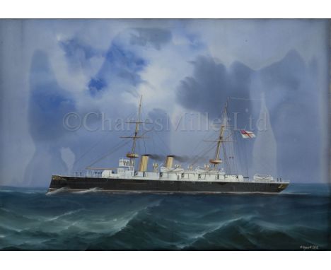 GAETANO D’ESPOSITO (ITALIAN, 1858-1911) H.M.S. ‘Orlando’, 1892 Watercolour and gouache Signed and dated ‘D’Esposito 1892’ (lo