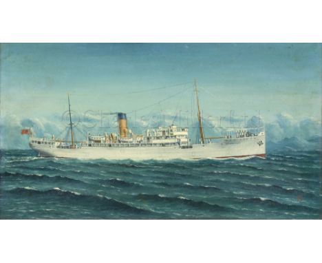 BRITISH SCHOOL (20TH CENTURY) S.S. 'Reventazon'; S.S. 'Manzanares' Oil on canvas Initialled 'J.S.' (lower right) 16 x 28in. (