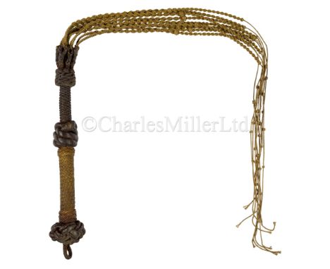 A FINE CAT O’ NINE TAILS, 20TH CENTURY with 17in. twine-clad wooden handle terminating in a Turk’s head knot with suspension 