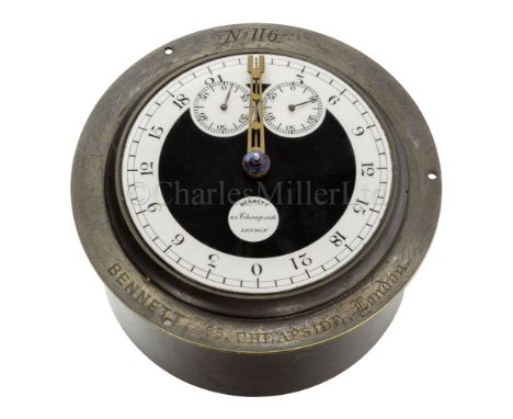 AN UNUSUAL 8-DAY TABLE CHRONOMETER BY BENNETT, LONDON, CIRCA 1870 the 4in. enamelled dial signed Bennett, 65 Cheapside, Londo