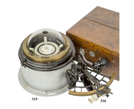 A 6¼IN. RADIUS KRIEGSMARINE MICROMETER SEXTANT BY C. PLATH, HAMBURG, CIRCA 1940 with ebonised aluminium ladder frame, with br