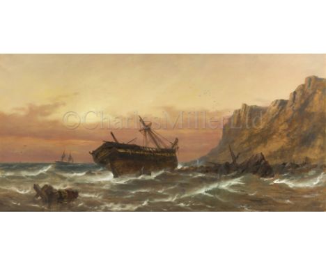 RICHARD HENRY NIBBS (BRITISH, 1816-1893) Wreck of an Indiaman off Beachy Head, sunrise Watercolour and oil on paper, laid on 