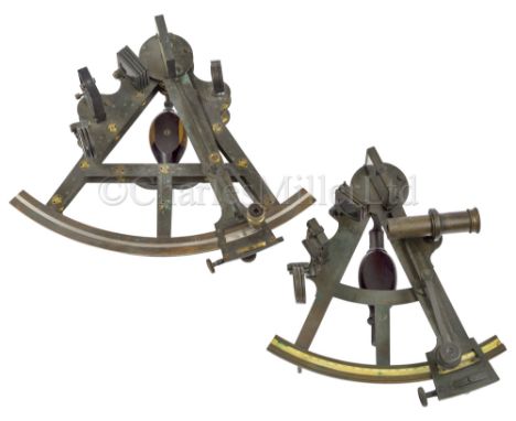 AN 8IN. RADIUS DOUBLE-FRAMED ‘PLATINA’ SEXTANT BY TROUGHTON AND SIMS, LONDON, CIRCA 1820 the oxidised brass T-frame with bras