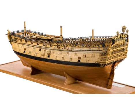 A FINE 1:48 SCALE ADMIRALTY BOARD STYLE MODEL OF THE 100 GUN FIRST-RATE SHIP ROYAL GEORGE [1756] the 42in. planked and pinned