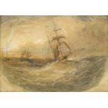 OSWALD WALTER BRIERLY (BRITISH, 1817-1894) : Boyd’s ‘Wanderer' running back to Plymouth Sound