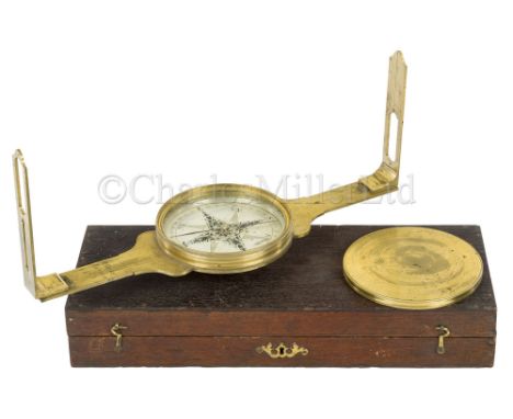 A FINE BRASS MINER’S SURVEYING COMPASS BY RICHARD RUST, LONDON, CIRCA 1760 constructed in lacquered brass and signed R. RUST 