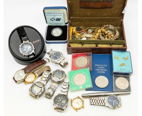 A collection of vintage jewellery items to include various costume jewellery, comprising  bangle, stone set bracelet, early V