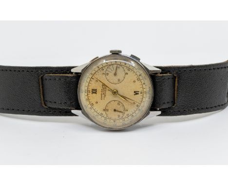 A gentleman's 1940's Charles Nicolet & Tramelan chronograph wristwatch, comprising a cream round signed tachymeter telemeter 