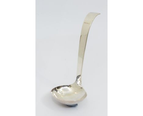 A Modern planished silver Arts & Crafts style ladle, with curved handle, hallmarked Guild of Handicrafts, London, 2001. Appro