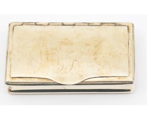 A George III plain silver snuff box, the cover engraved with initials, hallmarked by Matthew Linwood, Birmingham, 1809, appro