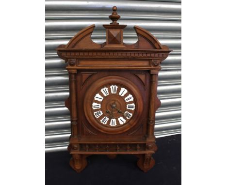 Early 20th century French mahogany 8-day wall clock, enamel Roman numerals