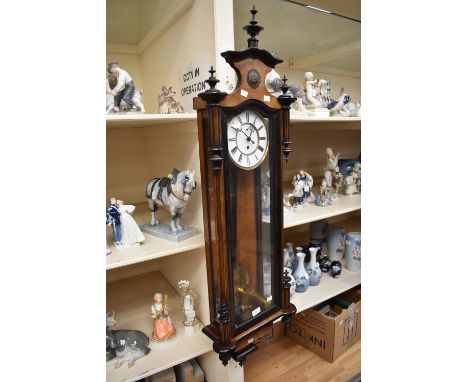 Late 19th century single weight mahogany Vienna 8 day wall clock&nbsp;